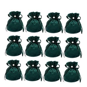 Emballage cadeau 12 pièces pochettes en velours doux avec cordons cadeaux de mariage sacs sachets de bonbons de fête bijoux faveurs emballage sac pochettes cadeau à la main 230626