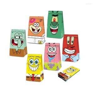 Envoltura de regalo 12 piezas Bob Esponja Favor Caja de dulces Bolsas de papel Tema Cumpleaños Suministros para eventos