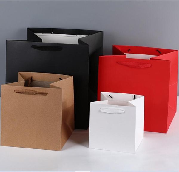 Papel de regalo 12 Uds. Bolsas de papel cuadradas con asa bolsa Kraft para embalaje de flores de pastel bolsa de almacenamiento grande regalo