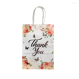 Envoltura de regalo 12 unids Gracias Kraft Papel Bolsas portátiles Bolsa de dulces de boda Favores de fiesta de cumpleaños para invitados Ropa Compras para llevar