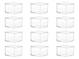 Geschenkwikkeling 12 stcs Transparante acrylbox vierkant opslagcontainer voor kamerorganisatie3688443