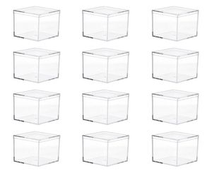 Cadeau cadeau 12pcs boîte acrylique transparente conteneur de stockage carré pour l'organisation de la pièce 3285197