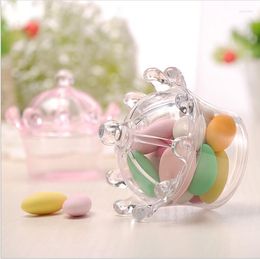 Geschenkomschakeling 12 stcs Transparant kan candybox plastic duidelijke dozen kroon ontwerpverpakking openen voor bruiloft babydouchebenodigdheden