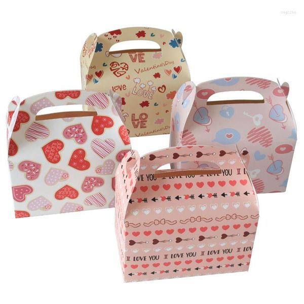 Emballage cadeau 12 pièces saint valentin thème boîte à bonbons sac en papier amour coeur motif boîtes à gâteaux et emballage pour Halloween