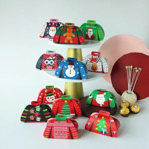 Enveloppe cadeau 12pieces Carton Pull de Noël Boîte de Noël Chocolate Cuisinage Cuisile Cookie Merry 2024 Happy Year Party Supplies