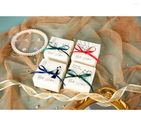 Envoltura de regalo 12sets Caja de papel Kraft Llama Cajas de dulces de boda con etiquetas y cinta DIY Fiesta para embalaje