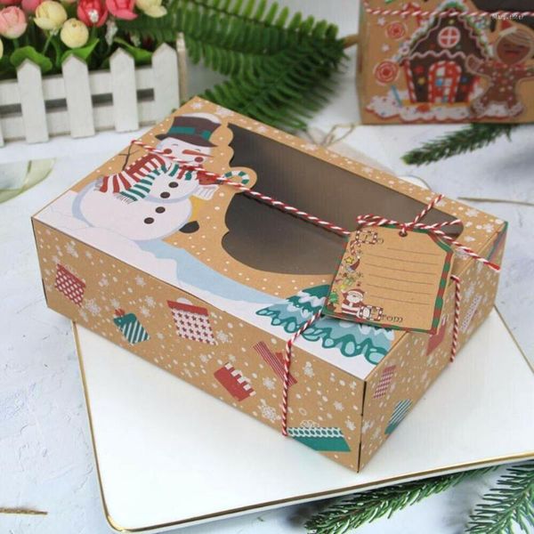 Papel de regalo 12x Cajas de galletas de dulces de Navidad con caja de cajón de papel de ventana transparente DIY