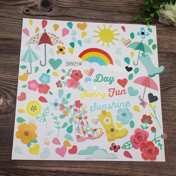 Cadeau cadeau 136pcs Lettre GatherhappyHeart Fleur Cardstock Die Cuts Autocollants pour Scrapbooking Happy PlannerCard Making / Journaling