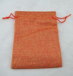 Cadeauverpakking 13x18cm 10 stuks oranje linnen jute tas trekkoord ketting sieradenpakket bruiloft verpakking