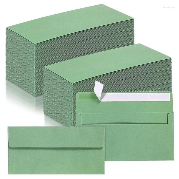 Envoltura de regalo 150 piezas Kit de sobres de negocios Autoadhesivo Verde 4.13 x 9.49 pulgadas Carta estándar