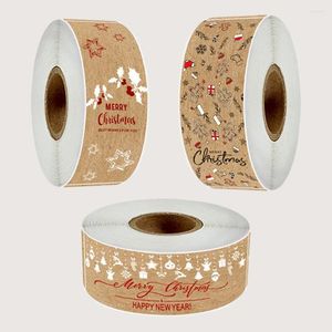 Geschenkomschakeling 150 stks/roll kraft papier kerstverpakkingslabels voor enveloppen kaarten inpakken bakdecoratie vrolijke stickers