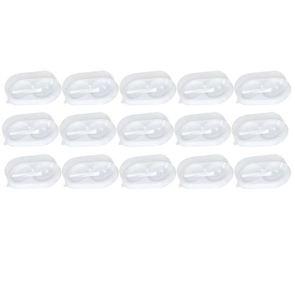 Emballage cadeau 15pcs 2 grilles Boîtes à gâteaux Récipients à dessert Plateau à gâteau de lune en plastique Jaune d'oeuf Boîte croustillante Boîte à cupcake Emballage (Blanc)