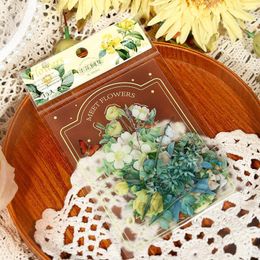 Geschenkwikkeling 15 -stcs/Set Natural Flower Crafts Decoupage Vintage Washi Paper Diy Retro Maskeer Tapes Adhesive Stickers Scrapbooking Decoratief