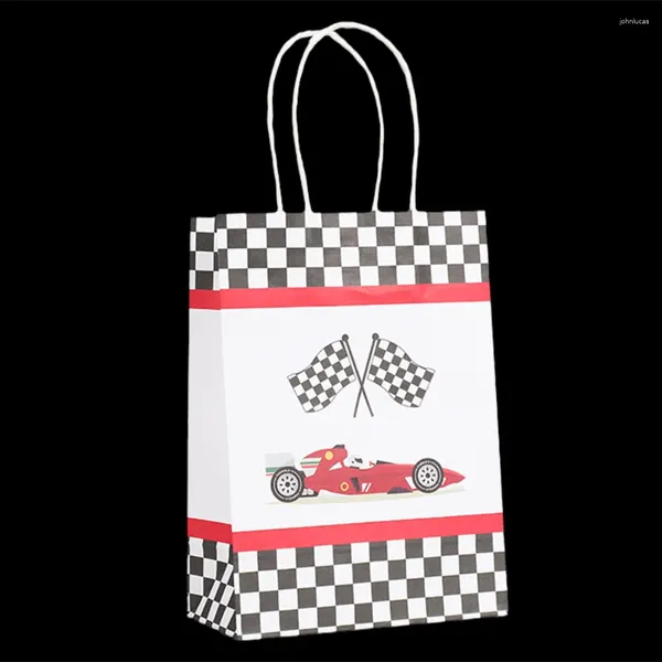 Enveloppe cadeau 16pcs Car fête des sacs avec sacs avec le thème de la course à la poignée sac d'anniversaire sac en papier goodies fournitures