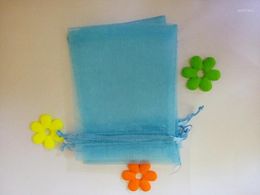 Emballage cadeau 17 23 50pcs Sac en orgue Lac Blue DrawString Bijoux Emballage Sacs pour thé / cadeau / nourriture / Candy Small Transparent Smoch Yarn