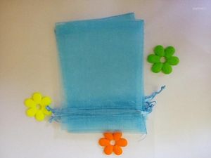 Envoltura de regalo 17 23 50pcs Bag Organza Lake Blue Drawstring Jewelring Bolsas de empaque para té/regalo/comida/caramelo Hilo de bolsa transparente pequeña