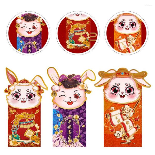 Emballage cadeau 18 pièces 2023 année les paquets rouges chance argent sac carte de voeux enveloppes dessin animé portefeuille fête mignon chinois