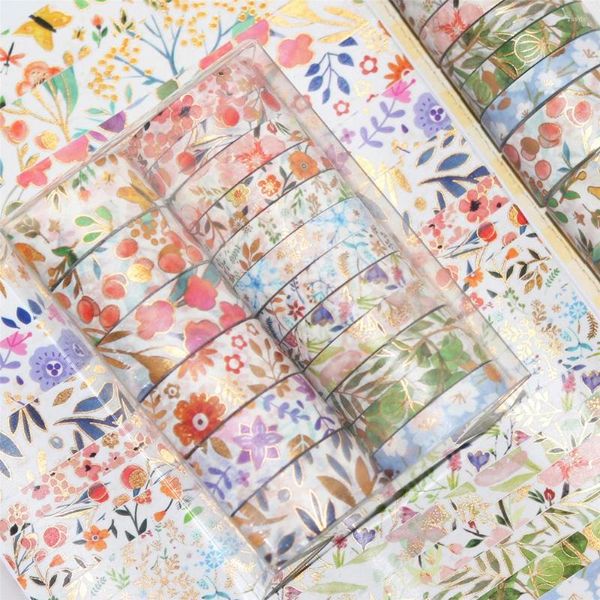 Envoltura de regalo 18 rollos Floral Bloom Washi Tape Masking DIY Scrapbooking Etiqueta Etiqueta Decoración hecha a mano