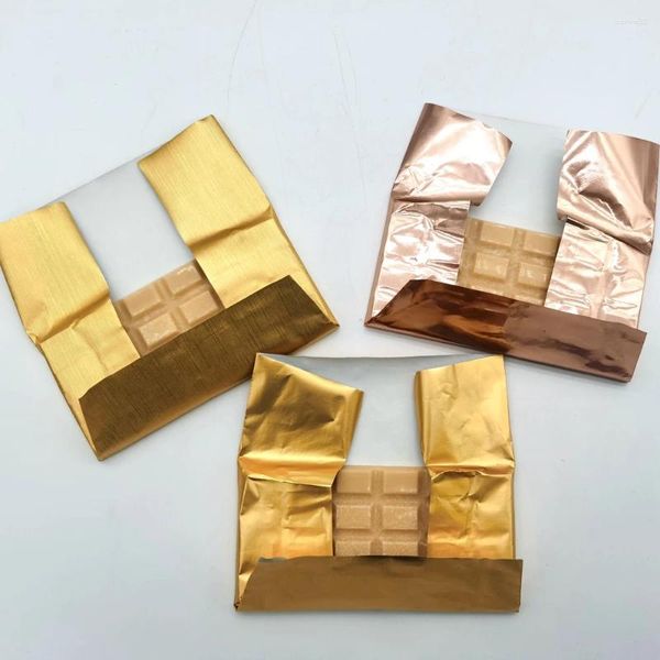 Envoltura de regalo 18x25cm envoltura de aluminio lamintada de oro para envasado de barra de chocolate papel de respaldo 500 piezas