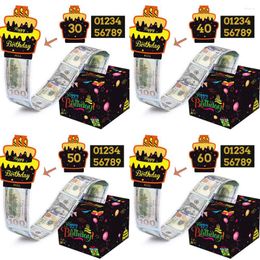 Gift Wrap 1pc 12 12 cm 30 40 50 60e verjaardag geld doos Cash Surprise Boxes volwassenen met uittrekbare happy day -kaart