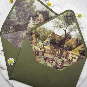 Gift Wrap 1pc Avocado Green Series Vintage Envelops Wedding uitnodigingen afdrukken voering uitnodiging stationair