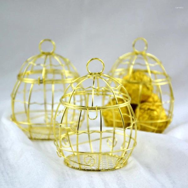 Cadeau cadeau 1pc boîte bonbons boîtes rétro cage à oiseaux mini métal or vintage baby shower faveur pour les invités fête d'anniversaire souvenir