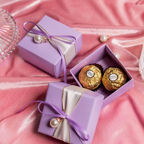 Papel de regalo 1 pieza Lote de cajas de dulces Contenedor de chocolate personalizado único Regalos de devolución de boda Caja de favores personalizada para invitados
