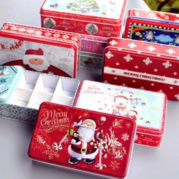 Enveloppe cadeau 1pc Cadeaux de Noël Box Metal Tin Box Rectangle Cuisiles de bonbons Emballage Emballage Santa Claus Storage Party Supplies