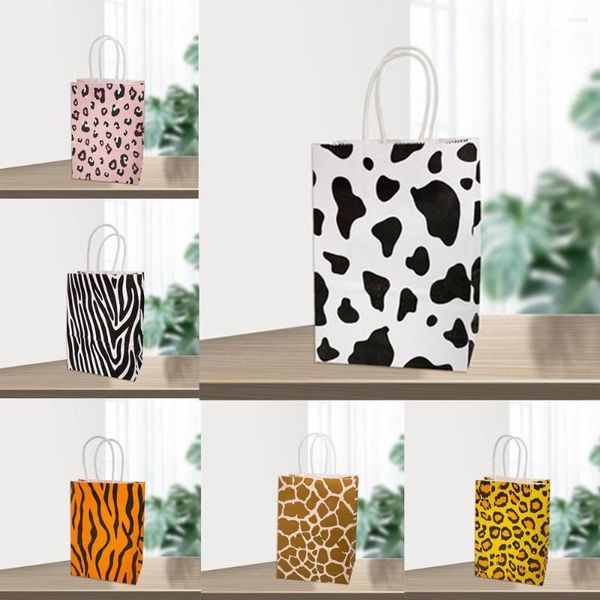 Emballage cadeau 1pc créatif Animal léopard sac boîte fête bébé douche papier chocolat boîtes paquet/mariage faveurs bonbons fourre-tout