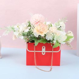 Emballage cadeau 1pc Sac à main en papier pliable Boîte de fleurs portable Kraft Handbag Wedding Party Partying For Candy Cake Anniversaire