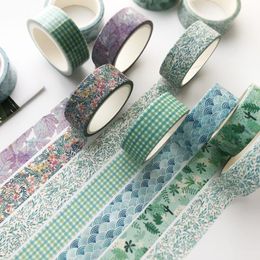 Gift Wrap 1pc Groene Plant Floral Washi Tapes DIY Masking Tape Decoratieve briefpapier Dagboek Journal Scrapbook levert Vintage Stickers