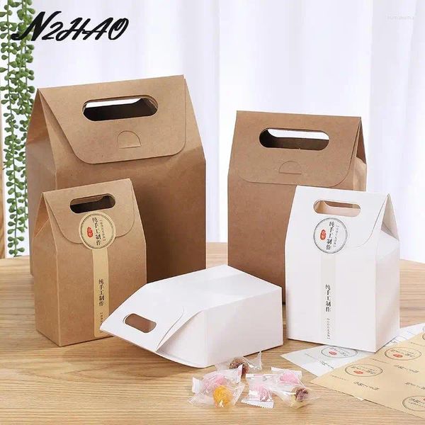 Envoltura de regalo 1pc Kraft Bag Bag Biscuit Candy Comida Galleta Pan Bolsos para hornear Packaging Cajas de pastel de pastel