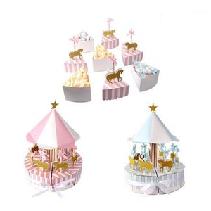 Envoltura de regalo 1 unid encantadora mini caja de cupcakes cumpleaños baby shower boda pastel de caramelo tiovivo cuento de hadas