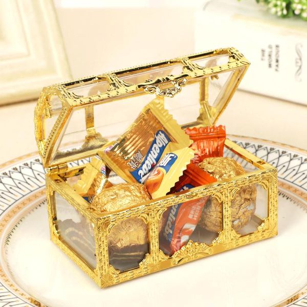 Enveloppe-cadeau 1pc Pirate Treasure Coffre Shape Candy Box Biscuits Conteneurs Bijoux Boîtier de rangement