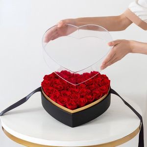 Cadeau cadeau 1pc boîte de rangement fenêtre conception coeur en forme de savon fleur emballage arrangement conteneur pour anniversaire anniversaire mariage