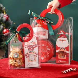 Emballage cadeau 1 pièces sac de Noël rouge clair PVC fourre-tout Cookie bonbons mariage fête de vacances