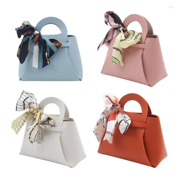 Enveloppe-cadeau 1pcs Distribuez les sacs en cuir Mini sac à main avec ruban Sac de faveur de mariage mignon pour les bonbons d'emballage de bonbons décor de fête