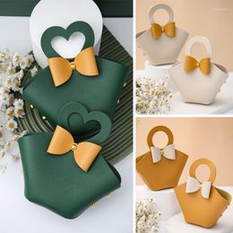 Emballage cadeau 1 pièces sacs en cuir Distributions cadeaux de mariage pour invités bébé douche boîte à bonbons fête d'anniversaire