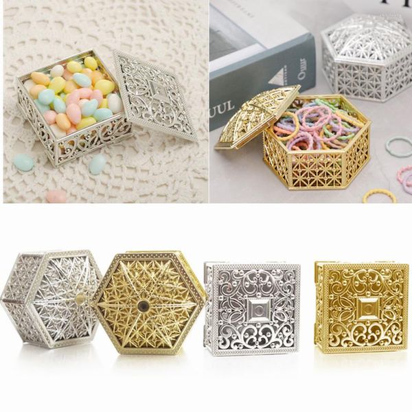 Emballage cadeau 1 pièces Mini plastique creux feuille d'or gâteau boîte à bonbons faveur de mariage mariage bébé douche boîtes de friandises pour les fournitures d'événement de fête