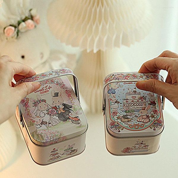 Emballage cadeau 1 pièces Portable mariage boîte à bonbons mignon dessin animé en relief fer faveur emballage étain fer blanc étui décoration de pâques