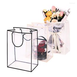 Emballage cadeau 1 pièces PVC fleuriste clair fleur sac sacs à main en plastique étanche Bouquet Portable Transparent sacs emballage