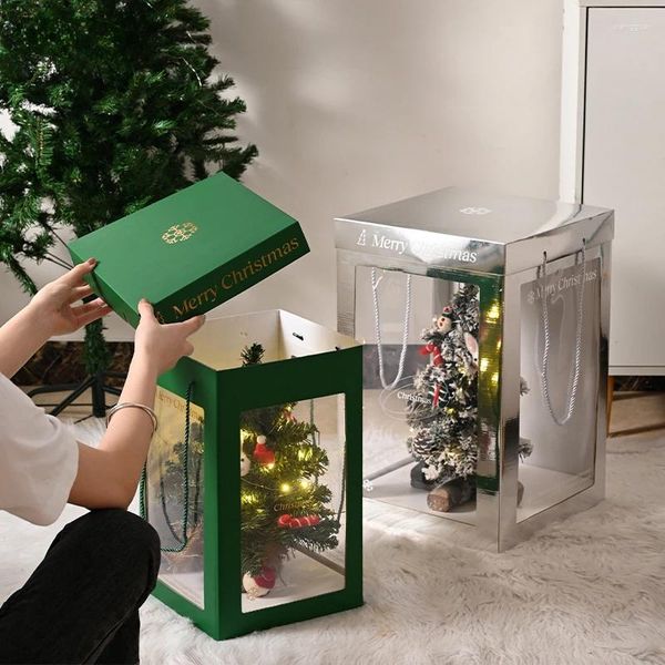 Cadeau cadeau 1pcs simulation d'arbre de Noël emballage boîte transparente festival bouquet étui de transport