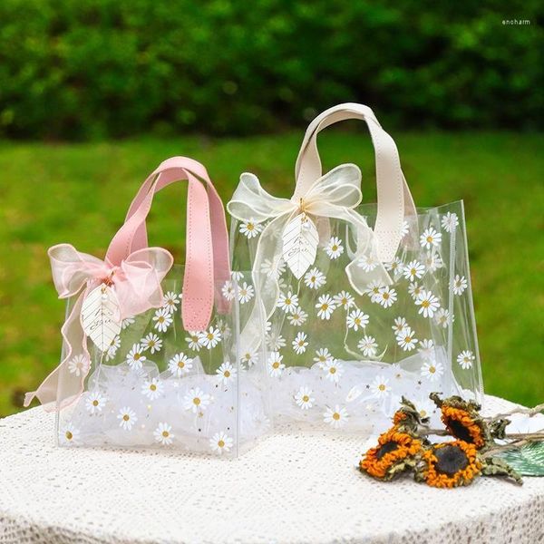 Emballage cadeau 1 pièces sac marguerite Transparent faveurs de mariage pour les invités PVC sac à main emballage Distributions sacs boîte à bonbons fournitures de fête