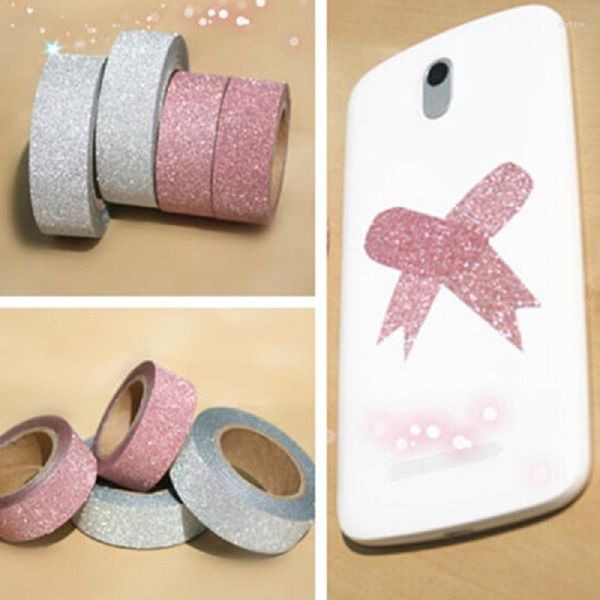 Papier cadeau 1 rouleau 1,5 cm 10 m Craft Roll Glitter Tape Livre Carte Décor DIY Papier Adhésif Autocollant (5 Couleurs)