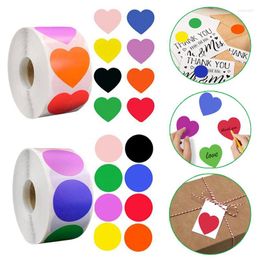 Cadeau cadeau 1 rouleau / 500pc couleur coeur codage étiquette autocollants chroma code coloré scrapbooking adhésif scellage autocollant paquet décoration