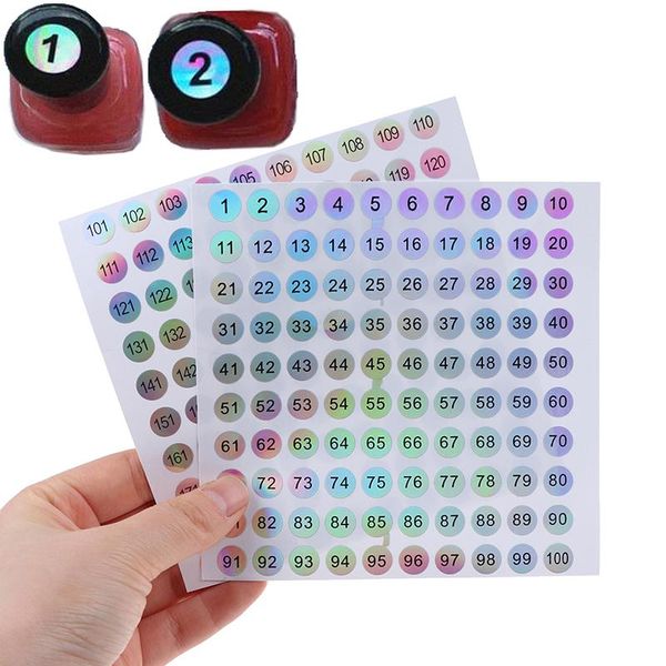 Cadeau cadeau 1 feuille étanche numéro 1-200 étiquettes laser autocollants pour bricolage artisanat vernis à ongles rouge à lèvres étiquettes de couleur bar verre à vin labegift