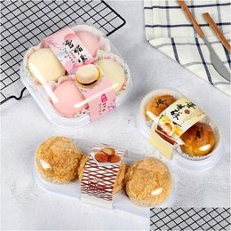 Geschenkverpakking 2/3/4 holtes Rond Plastic Taartdozen En Verpakkingen Eigeel Bladerdeeg Mooncake Voedselcontainer Bakkerij Bedrijf Bakken Verpakking Dhzrx