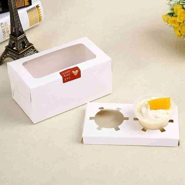 Cadeau cadeau 2/4/6 trous boîte de cupcake avec fenêtre carton kraft papier gâteau muffin biscuits bonbons emballage fournitures de fête d'anniversaire de mariage