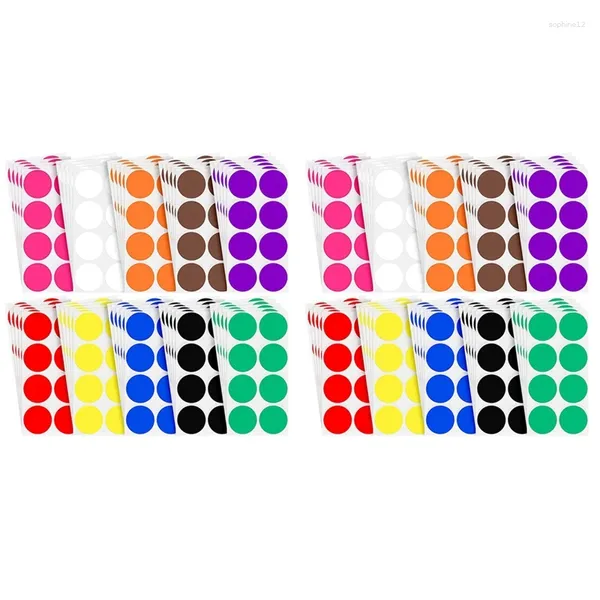 Emballage cadeau Autocollant de codage de couleur rond de 2 pouces, 10 couleurs assorties, étiquettes à points circulaires, autocollant solide coloré (800)