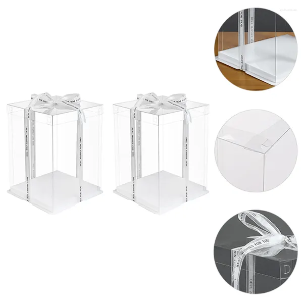 Emballage cadeau 2 pièces contenant à pain en plastique couvercle transparent boîtes à gâteaux emballage conteneurs couvercles simple Cupcake